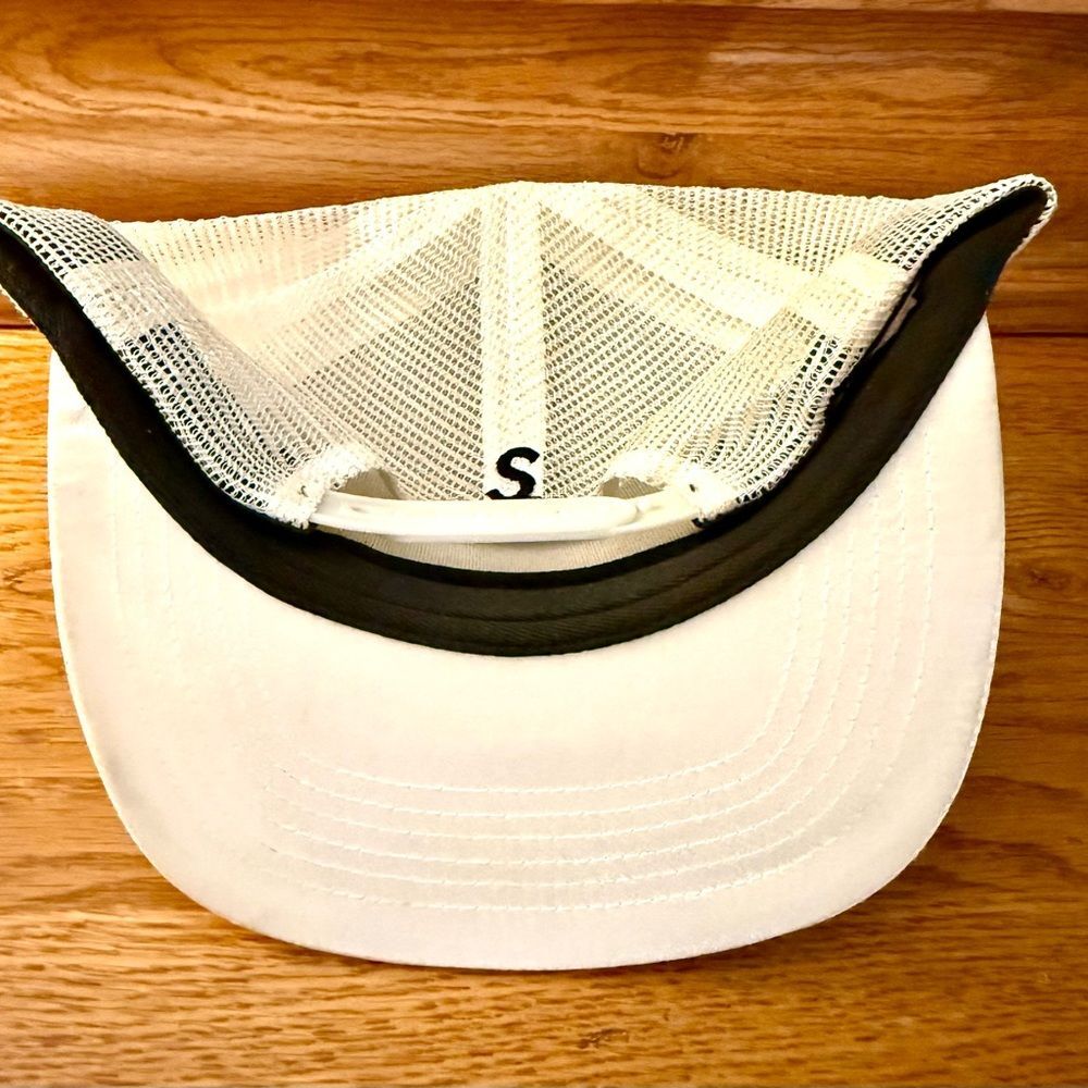 Supreme Cream Satin Trucker Hat with Yellow Logo Crowns Y2K Rare! - Picture 9 of 11